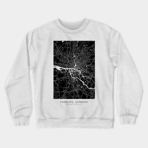 hamburg map wall decor poster Crewneck Sweatshirt by Genetics art